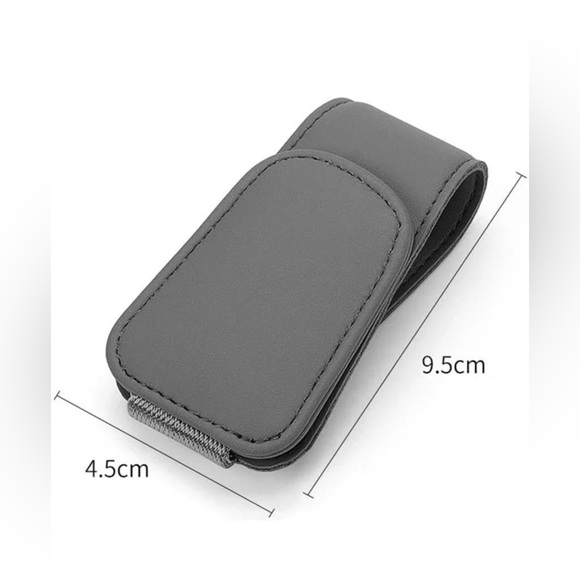 Sunglass Holder for Car Visor Clip, Magnetic Leather Eyeglass Hanger - Picture 2 of 4